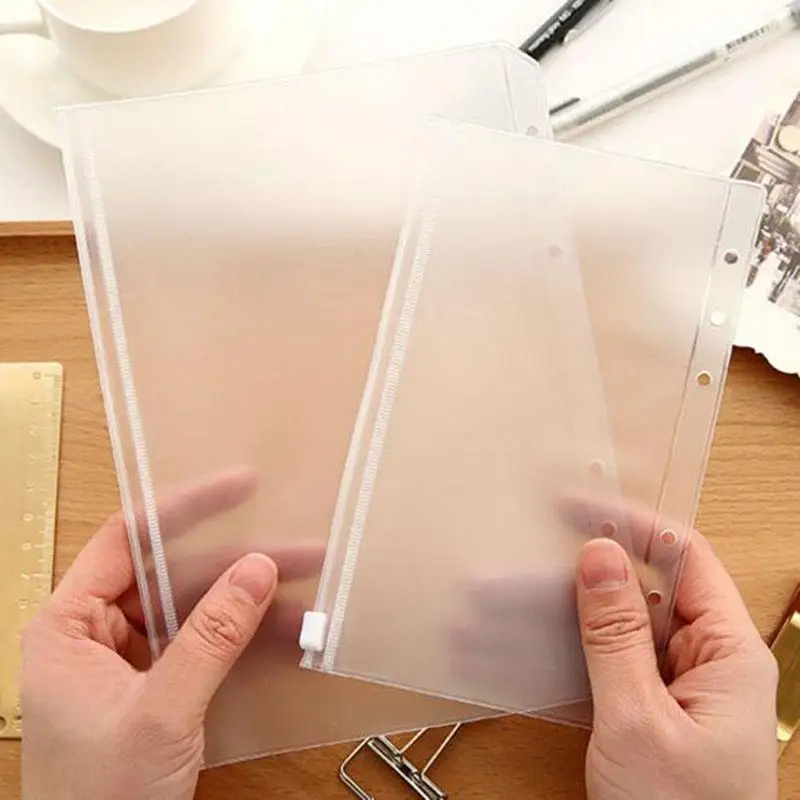 

/ 6 Hole Loose-Leaf Office Card Loose-Leaf Notebook Student Learning School Cute A6 A5 PVC Zipper Bag Folder