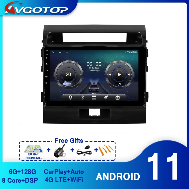 Автомагнитола AVGOTOP на Android 11 для Toyota LAND CRUISER 200 2008-2012 автомобильная навигация Carplay
