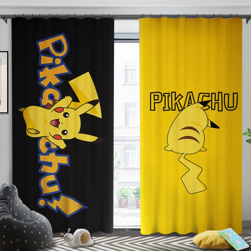 Style 9 Аниме Pikachi Pokemo GO, 2 панели/комплект, занавески, из ткани, занавески, затемняющие, теплоизолированные, оконные занавески, s, гостиная, спальня - Цвет: Style 9