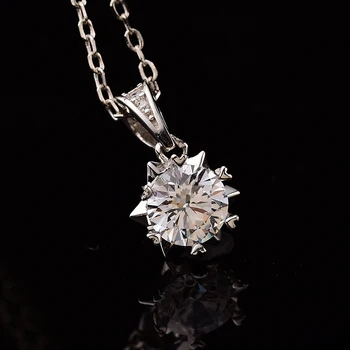 

Geoki Passed Diamond Test 1 ct Snowflake Moissanite Necklace Women 925 Sterling Silver Round White Stone Gem Pendants Necklaces