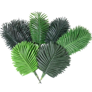 

12pcs/lot Artificial plants Fake Tree branches batch Tropical flower Leaves decortive Plastic Leaf green Home Garden Decoration