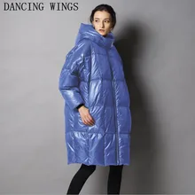 Толстая теплая зимняя женская куртка на утином пуху, однотонная Повседневная Свободная куртка на 90% белом утином пуху с капюшоном