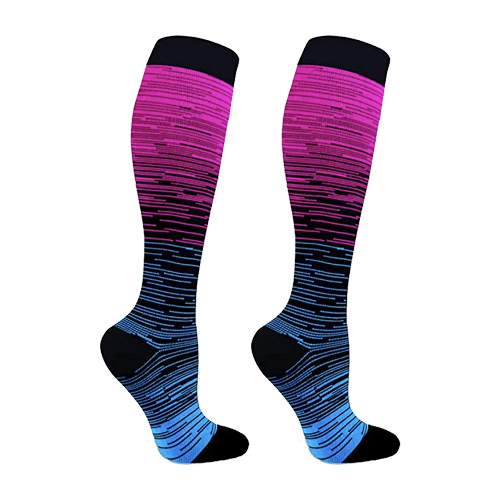 

Hiking Non Slip Sweat Absorbing Nylon Gradient Color Support Adult Run Sports Compression Socks Comfortable Elastic Unisex