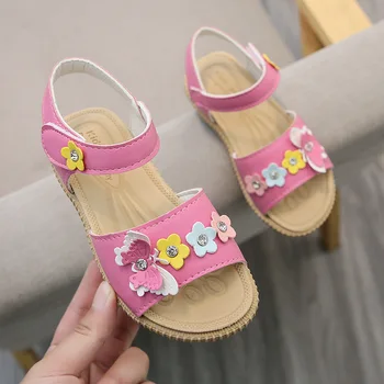 

Children'S Shoes Flowers Girls Sandals New Summer Students Big Girls Child Little Girl Princess Shoes butterfly Soft sandals