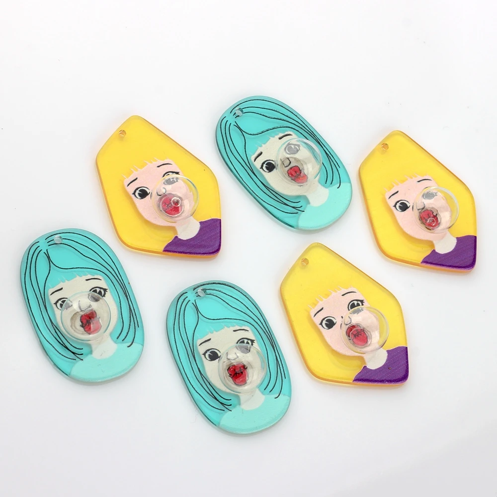 

Модные полупрозрачные подвески для девочек из акриловой смолы, 10 шт./лот для «сделай сам», модные висячие серьги, фурнитура для изготовления ювелирных изделий, аксессуары