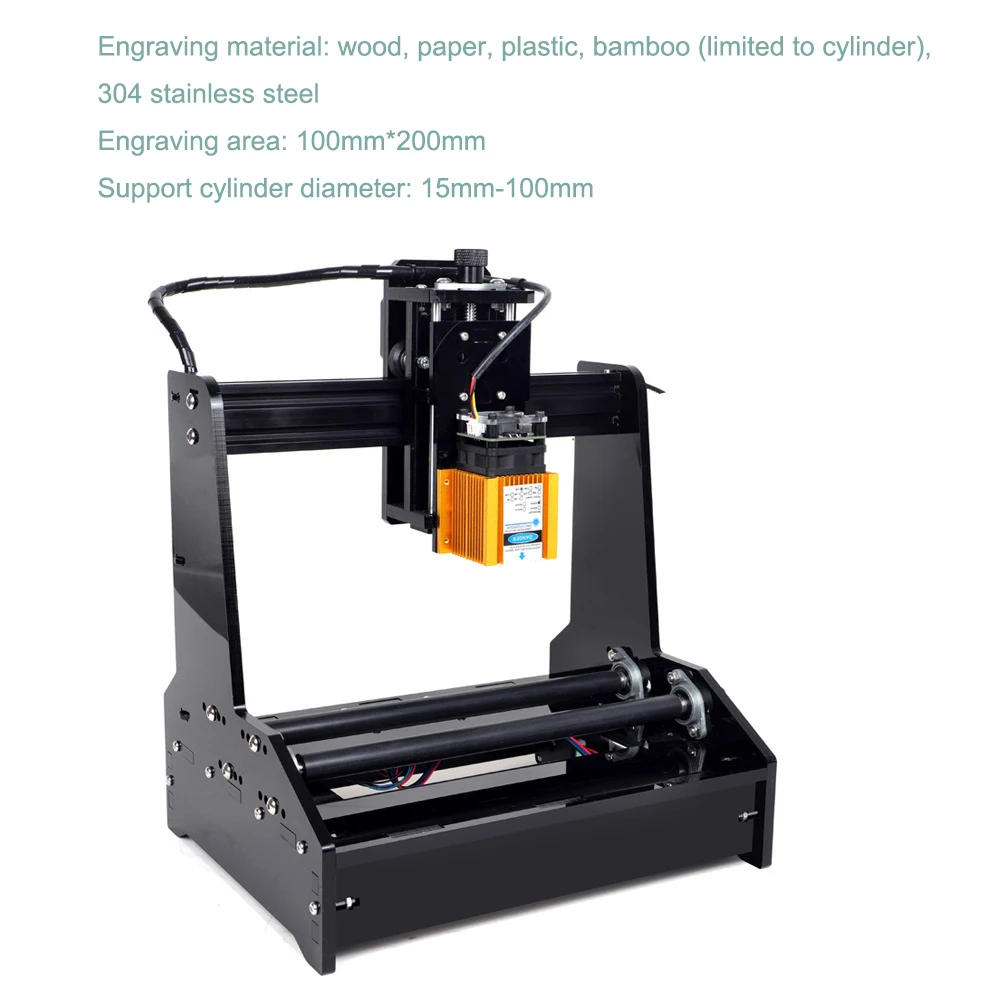 Win8 VEVOR Cylindrical CNC 15000mW CNC Router Machine 100x200 mm Mini Laser Engraver GRBL Control USB Port On Cans Stainless Steel Cola Bottles for Win7 Win10 WinXP
