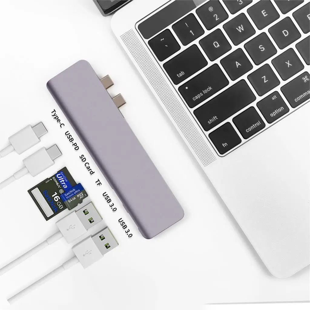 7 в 1 usb c концентратор для Macbook pro 13 адаптер двойной с адаптером питания