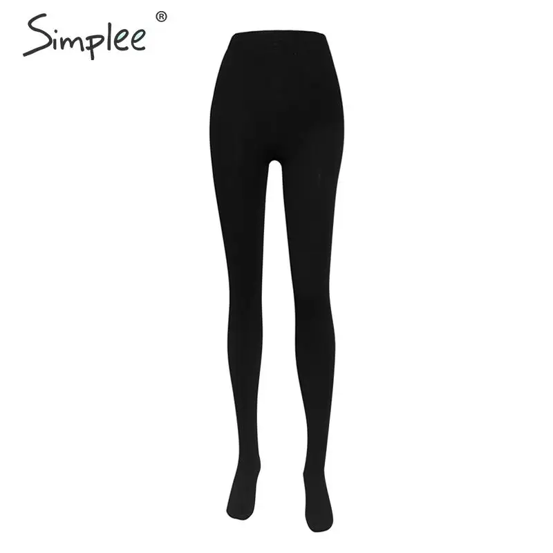 Черный Simplee Women winter warm leggings Casual knitted slim fit bodycon sweater leggings Streetwear ladies autumn slim pantyhoses - Цвет: Черный