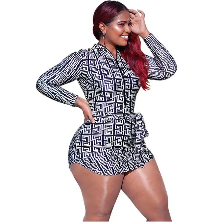

Women long sleeve round neck zipper print sashes long sleeve night club mini sexy plus size dress Fashion Clothing Women Dresses
