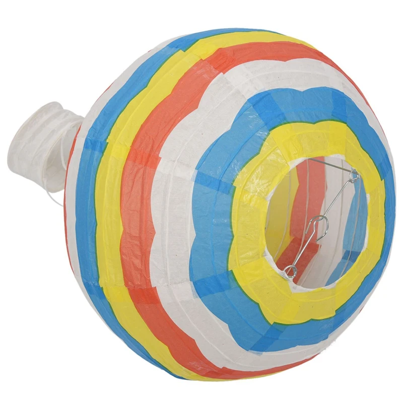 2 Pcs 12 Inch Hot Air Balloon Paper Lantern Lampshade Ceiling Light Wedding Party Decor, Colorful Stripes& Red Stripes