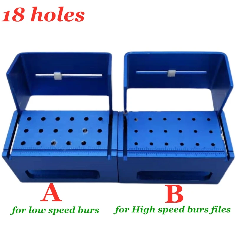 

1PC 18 holes Dental Bur Block Holders Autoclave Disinfection Box Aluminum High / Low Speed Burs Endo File Holder