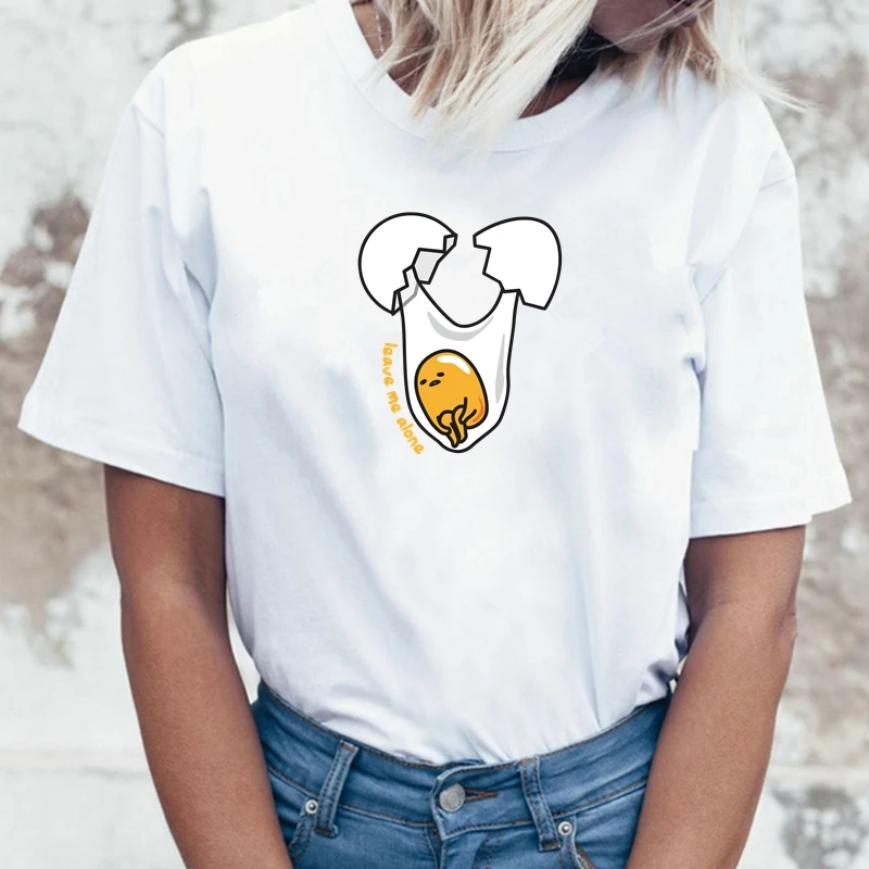 Японская забавная Футболка Harajuku Gudetama Lazy Egg Yolk, Мужская хлопковая футболка Kawaii С мультяшным принтом, новинка, женская футболка, топы