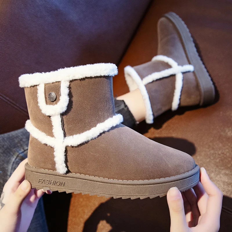 

Lace Up Lady Boots Australia Shoes Leather Booties Luxury Designer Bootee Woman 2019 Flat Heel Plush Winter Women Round Toe