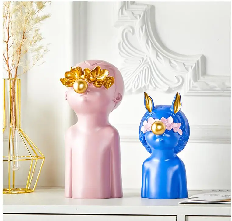 Скандинавские смоляные пузырьки статуя мальчика для девочки аксессуары для дома гостиной настольные статуэтки ремесла офисный стол украшения