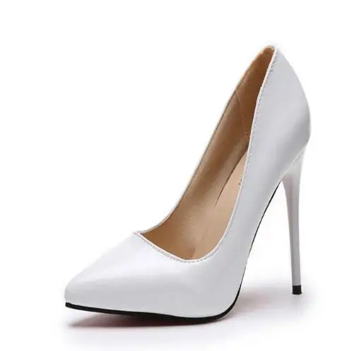 Tacones/обувь женские туфли-лодочки на высоком каблуке 11 см; пикантные женские свадебные туфли с острым носком; Talon Femme черные туфли на каблуке; большие размеры 35-44 - Цвет: Белый