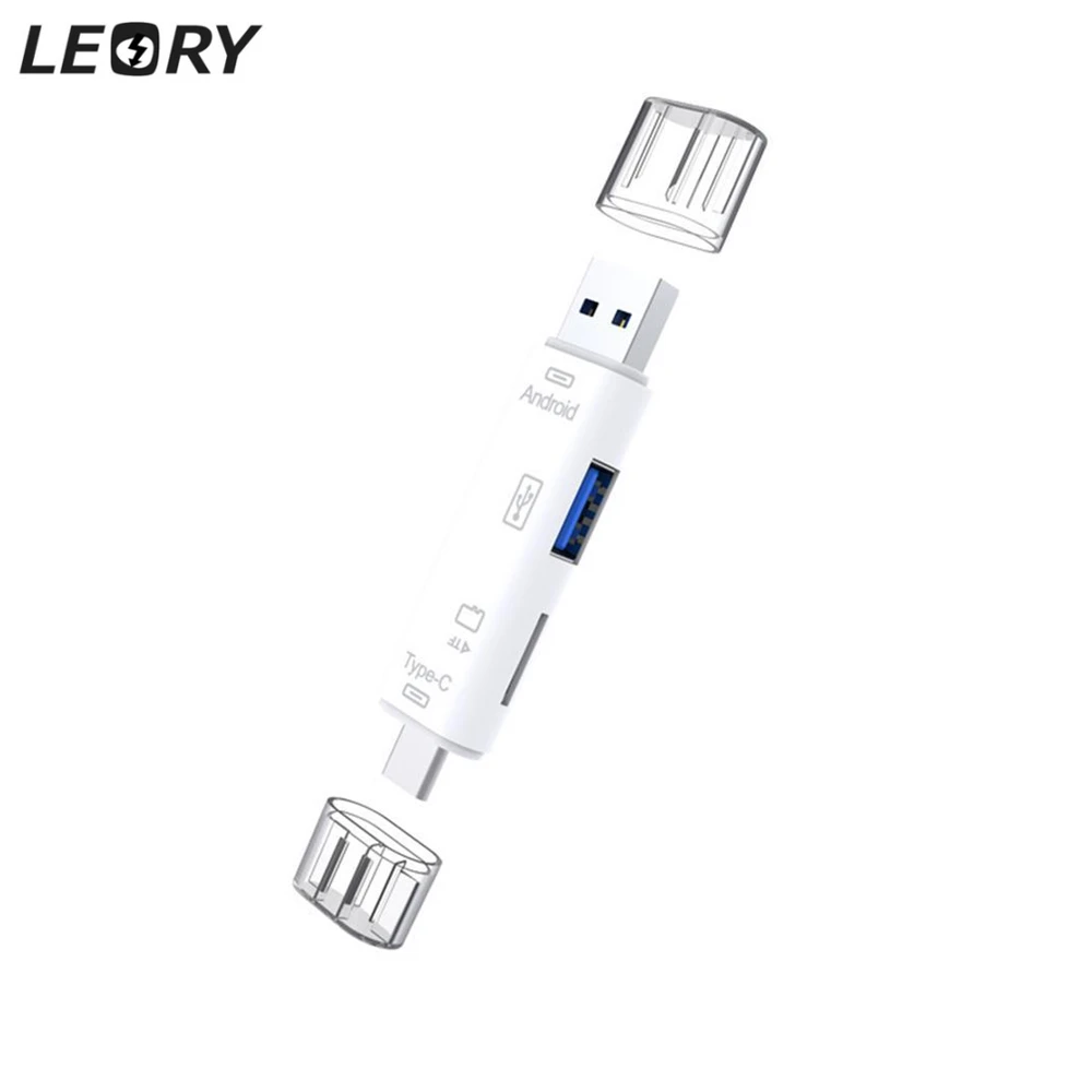 LEORY 3 в 1 OTG type C и micro USB и USB Кардридер высокоскоростной USB2.0 Универсальный OTG TF для Android Компьютерный удлинитель головной убор