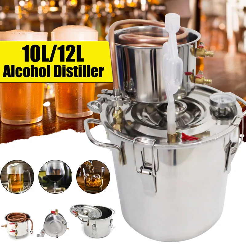  3 GAL/12L Copper Moonshine Ethanol Alcohol Water Distiller Stainless Boiler Kitchen Brewing Wine Ma - 4000545565578