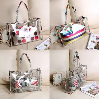 

New Women's Summer Jelly Candy Clear Transparent Handbag Tote Shoulder Bag Composite Bag Transparent Fashion