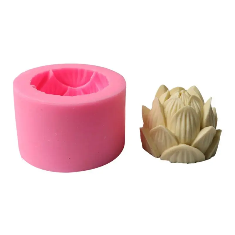 3D Lotus Silicone Aroma Candle Mold Soap Clay Making Cake Chocolate Baking Q84D