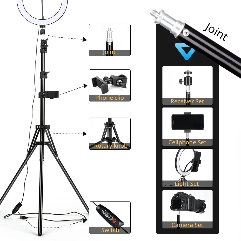 Photography Tripod phone tripod camera tripod photography tripod for Phone Holder Tripod Stand With/ Without Ring Light Selfie LED Photo Lamp Fill Light for Camera Video Live