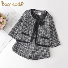 

Bear Leader Girls Fashion Clothing Sets 2022 New Autumn Kids Plaid Elegant Outfits Girl Baby Party Suits Children Casual Clothes