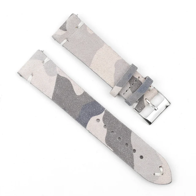 High Quality Suede Leather Vintage Watch Straps Blue Watchbands Replacement Strap for Watch Accessories 18mm 20mm 22mm 24mm Camouflage White