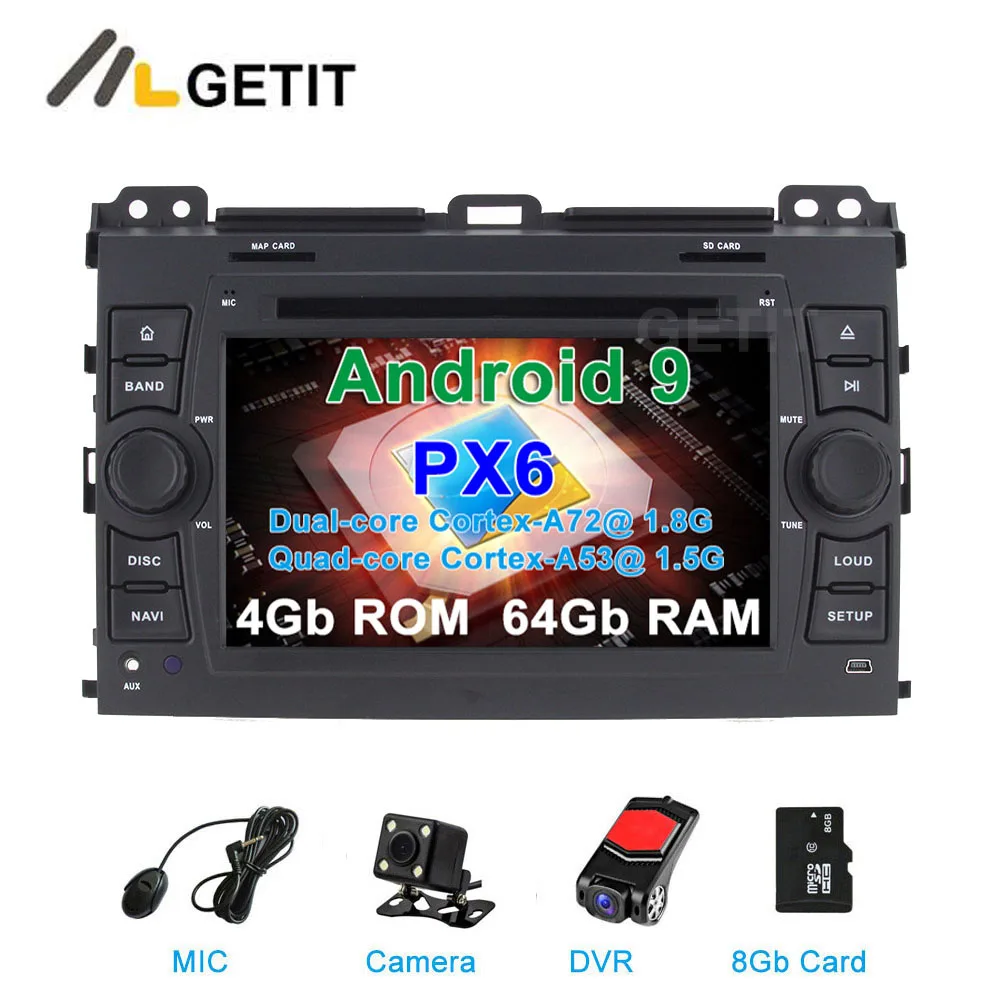 

DSP 64G PX6 Android 9 Car DVD Stereo Radio Player GPS Navi for TOYOTA PRADO Cruiser 120 ( 2003-2009 )