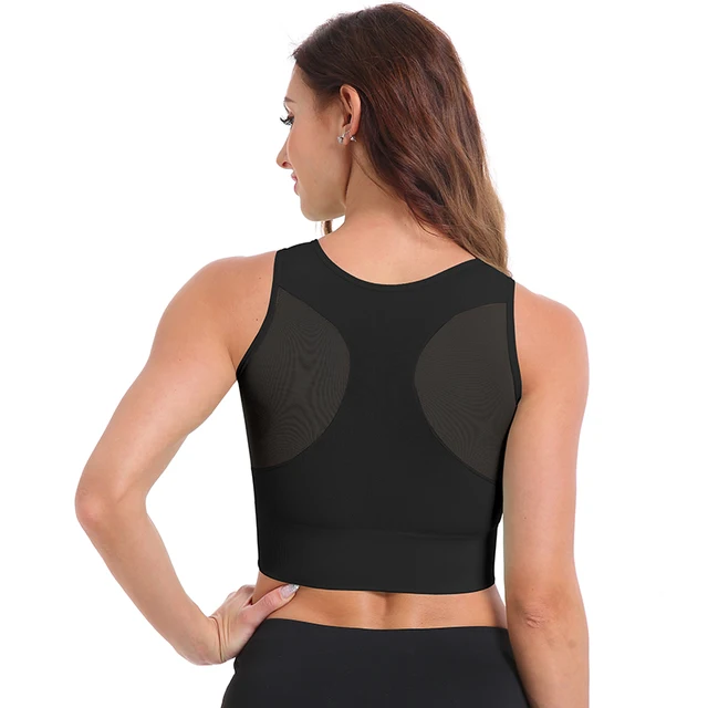 SEXYWG Top Women Yoga Shirts Breathable Mesh Shockproof Gym Running Sports Bra Solid Seamless Fitness Yoga Sport Bh Bra Top Vest black