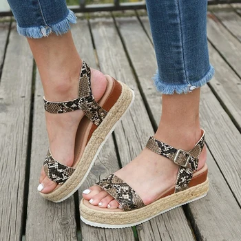 

Rimocy Sexy Snake Pattern Platform Sandals Wedges Shoes for Women Summer Ankle Strap Gladiator Shoes Woman Plus Size Sandalias