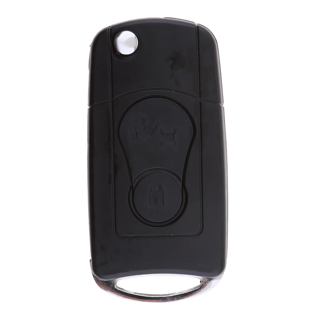 Car Keyless Entry Key Fob Case Shell Flip Folding Smart Remote Key Case Fits for Ssangyong Actyon Rexton, 2-Button Black