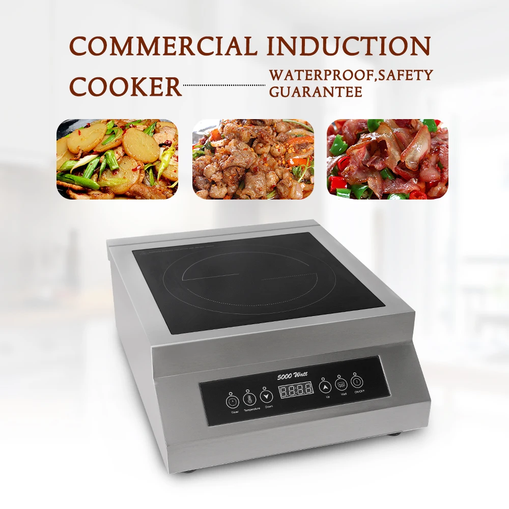 ITOP 23 Ampere Commercial 5000W Induction Cooker Glass-ceramic Glass Touch Control Cooking Machine Connect With Air Switch 220V