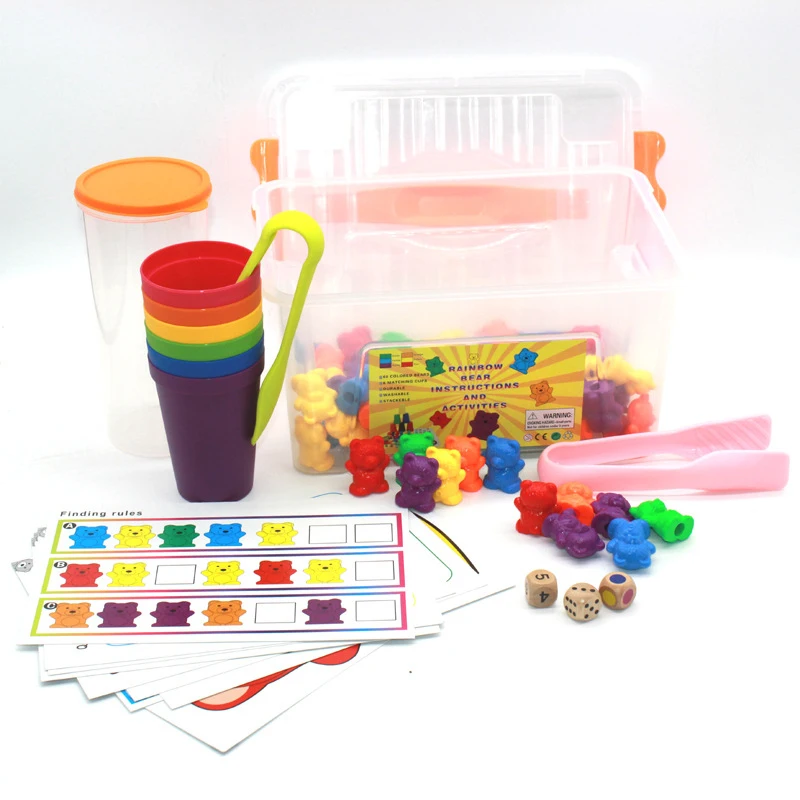 Шесть цветов Радуга Медведь подсчет веса ребенка Монтессори образования