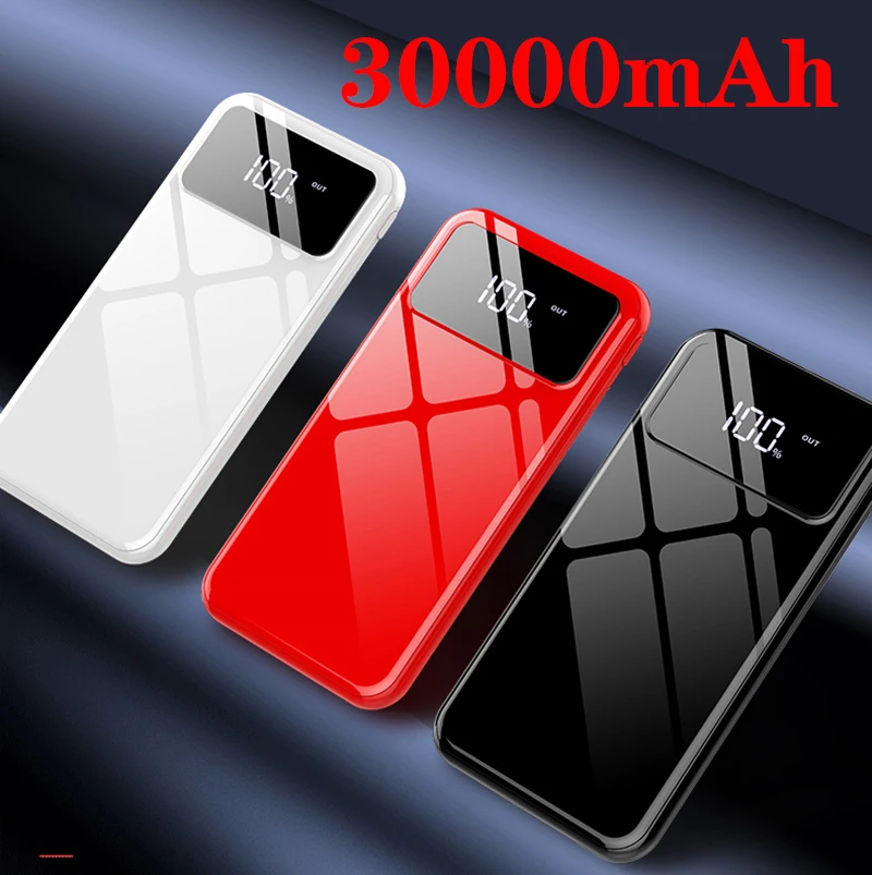 

Power Bank 30000mAh Powerbank External Battery Portable Fast Charger for All Smartphone with Charger Bank Full Screen Waterproof