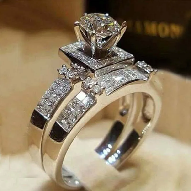 Комплект из 2 предметов циркониевые кольца с кристаллами Модные женские