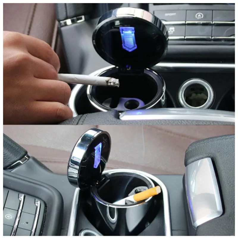 Пепельница для сигарет Авто портативный автомобильный держатель пепельница с светодиодный светильник офис путешествия черный серебристый