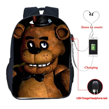 

USB Charging Schoolbags Five Nights at Freddy's Backpack Teenagers Travel Rucksack Storage Laptop Backpack Children's Knapsack