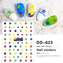10pcs Colorful Star Design 3D Nail Sticker English Letter stickers Face Pattern Trasnfer Sliders Valentine's Day Nail Art Decor