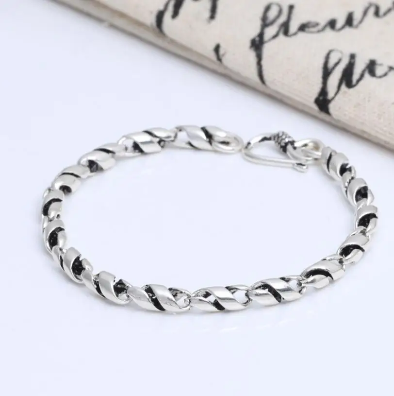 Браслет мужской витой из серебра 925 пробы в стиле ретро | Украшения и аксессуары