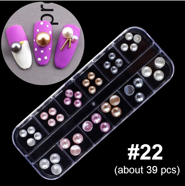 Mixed Colorful Rhinestones For Nails Crystal Stones Gems Manicure Accessories Studs 27 Models Diamonds 3D Nail Art Decorations - Цвет: 22