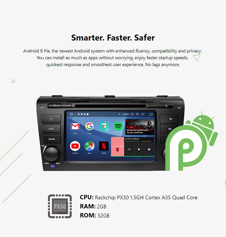 " Android 9,0 Pie OS автомобильный DVD Мультимедиа gps радио для Mazda 3 2004 2005 2006 2007 2008 2009 с полной поддержкой видеовыхода