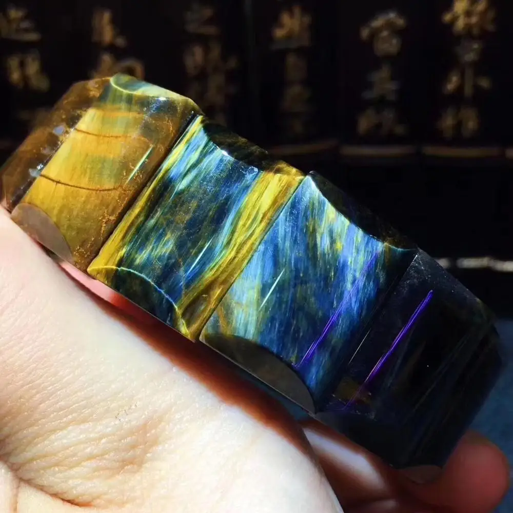 

100% Natural Blue Yellow Pietersite Crystal Bracelet For Woman Man Namibia Stone 20x13.7mm Rectangle Beads Bangle Jewelry AAAAA