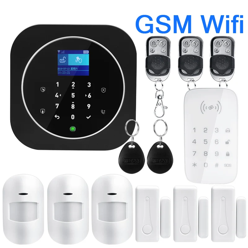 W3B-WIFI GSM-6 Англо-рус ES FR PL DE IT переключаемый Беспроводной домашней безопасности WI-FI GSM GPRS GSM сигнализация системы приложение Дистанционное Управление RFID карты снятие с охраны - Цвет: W3B-WIFI GSM-6