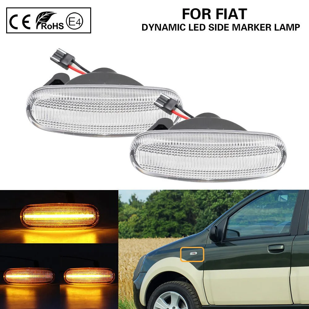 Для Fiat Stilo Panda Punto Evo Qubo Multipla Linea Idea Grande Doblo abarth Peugeot Citroen Dynamic Clear светодиодный боковой