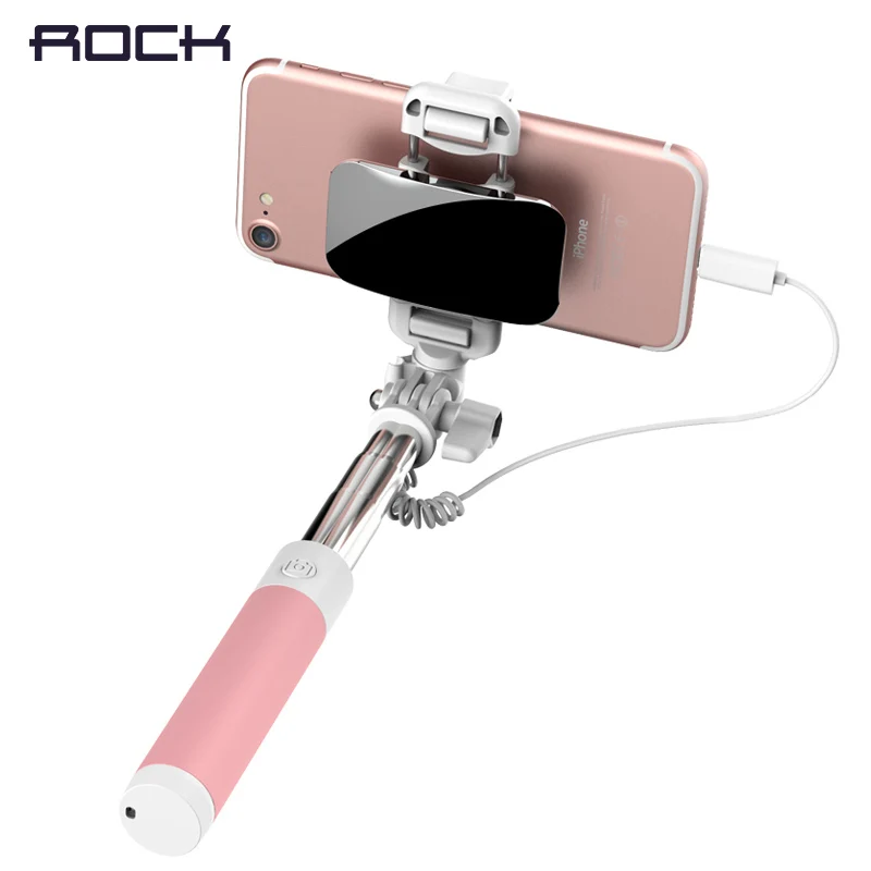 

ROCK 3.5mm Jack Selfie Stick with Mirror for IOS Android Universal Phone Wired Selfie Stick Phone Holder Camera Para Monopod
