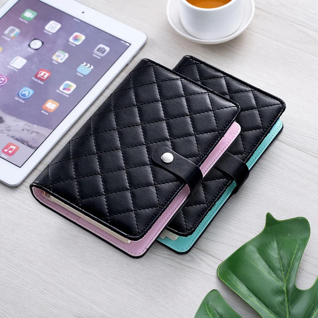 Hardcover Leather Cover Journal Notebooks Ring Binder Pocket Refillable  Kawaii Diary Organizer A6 Black Quilted Planner - Notebook - AliExpress