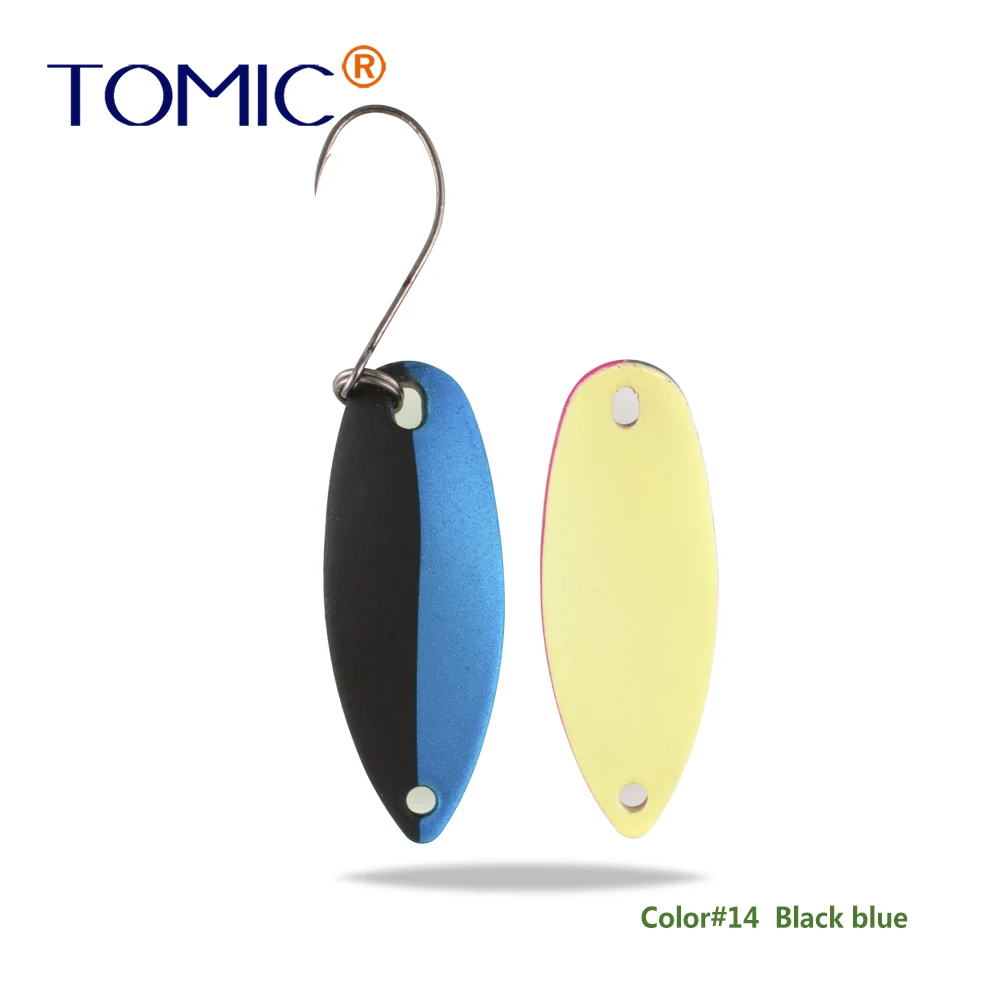 Black Blue Tomic 2 г 3,5 г 5,5 г латунные рыболовные лезвия 1 шт. набор сверхлегкий УФ цвет металлическая приманка микро литье форель бас ложка - Цвет: Black Blue