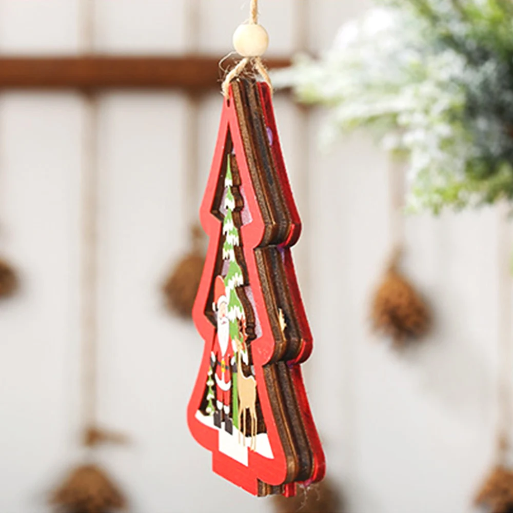 Рождественская елка подвесной кулон Креативный светодиодный светильник деревянные украшения звезда автомобиль сердце деревянные подвески вечерние украшения на год