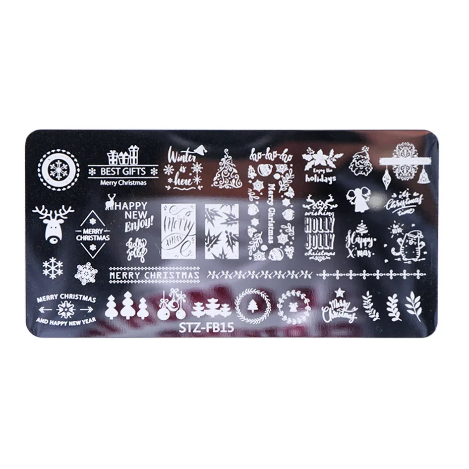 STZ-FB15 Nail Stamping Plates Leaves Flower Nail Template Christmas Halloween Image Stamp Manicure Polish Printing Stencil JISTZFB01-19 - Цвет: STZ-FB15