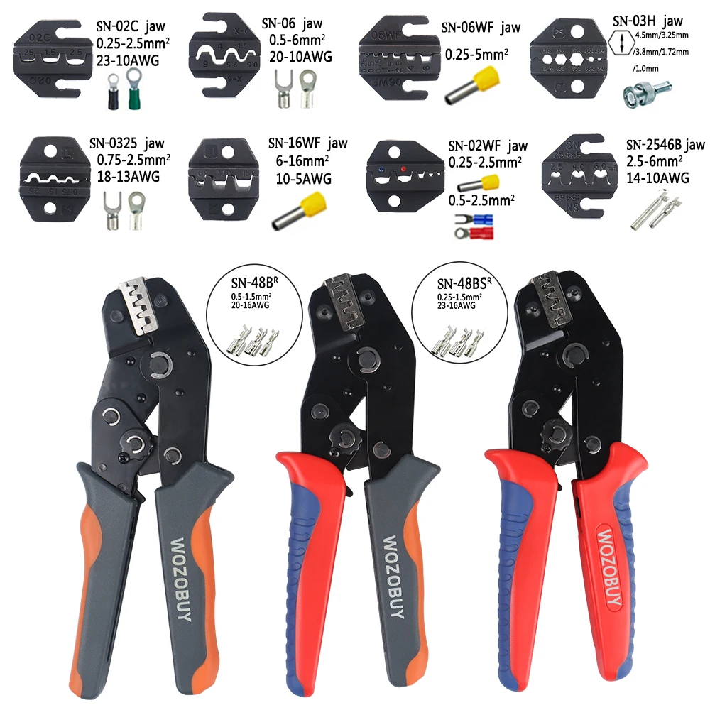 

Crimp Pliers & Interchangeable Dies Set Wire Terminals Crimping Tools Exquisite Precision Crimper SN-48BS(=SN-48B+SN-28B)