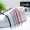 1 Pair No Tie Shoe laces Elastic Shoelaces White Flat No Tie Shoelaces Press the metal lock Fast Shoelace ► Photo 1/6